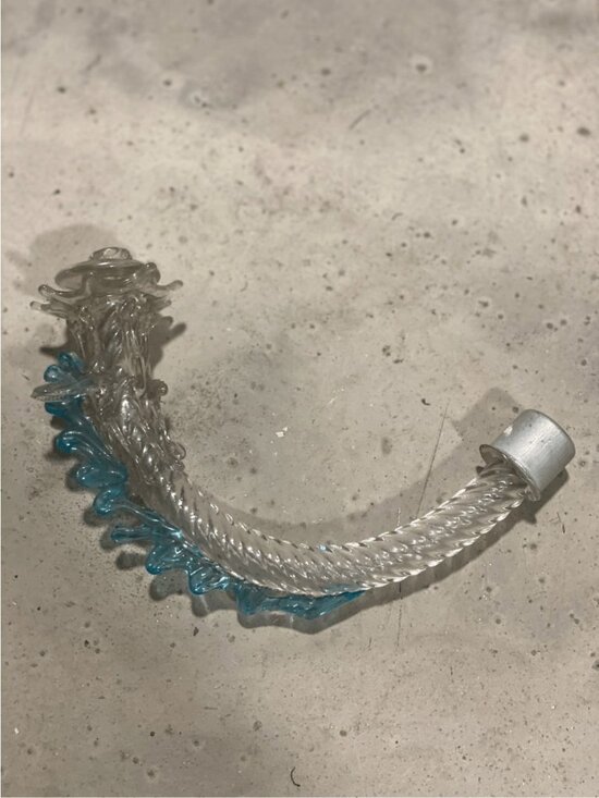 Vintage Other - Murano Glass Chandelier 8” Arm Leaf  Replacement Part clear and blue